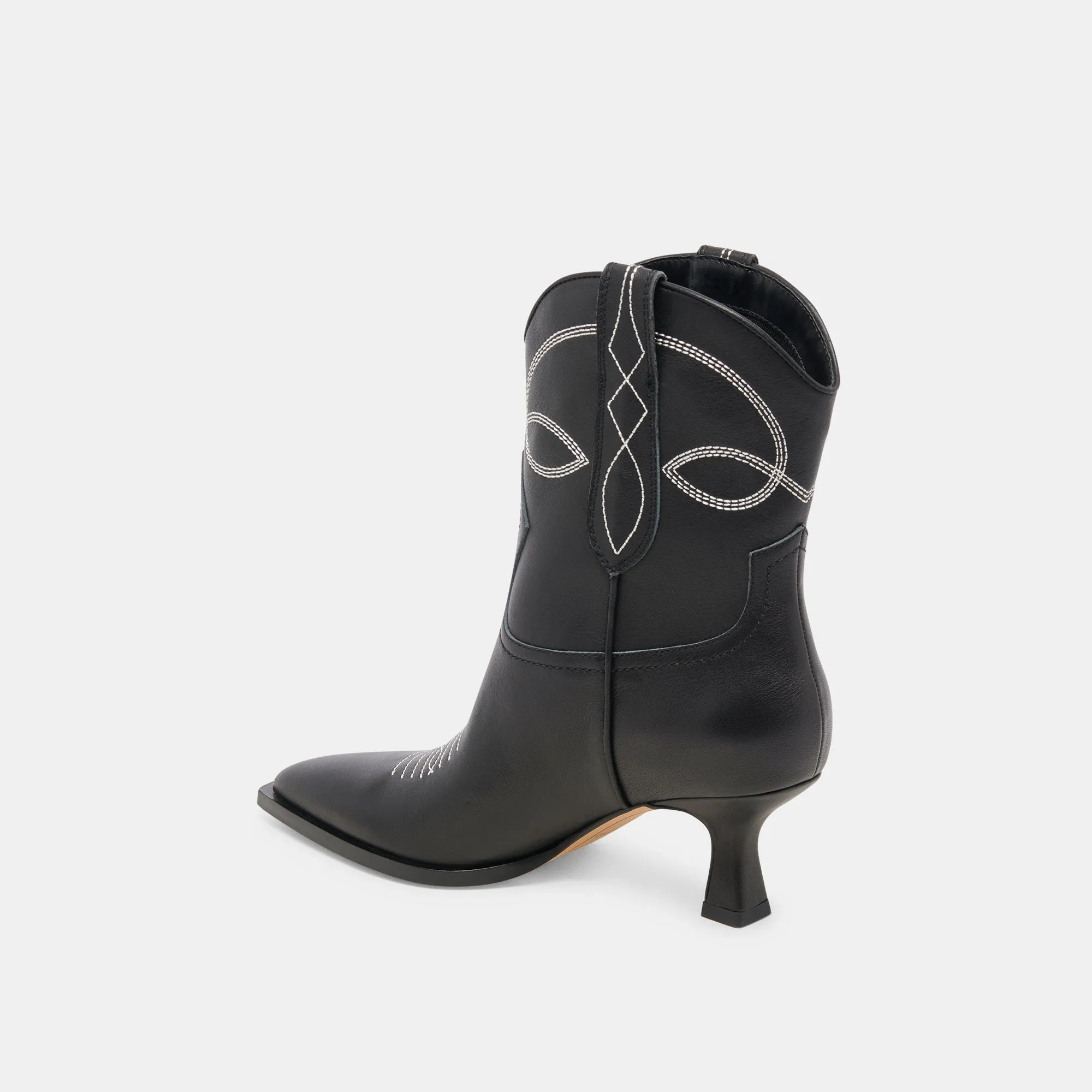 ANGEL BOOTIES BLACK WHITE LEATHER Dolce Vita