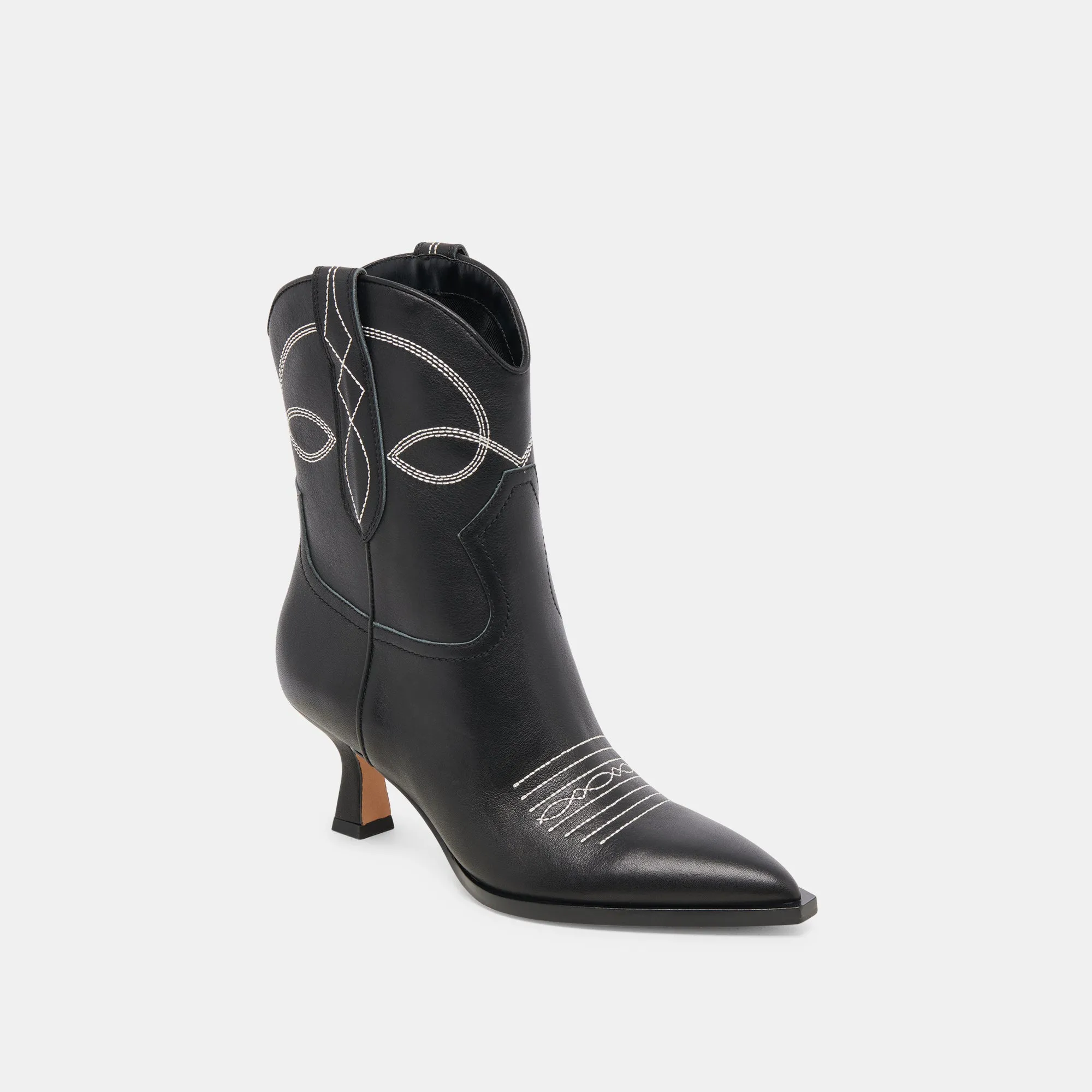 ANGEL BOOTIES BLACK WHITE LEATHER Dolce Vita