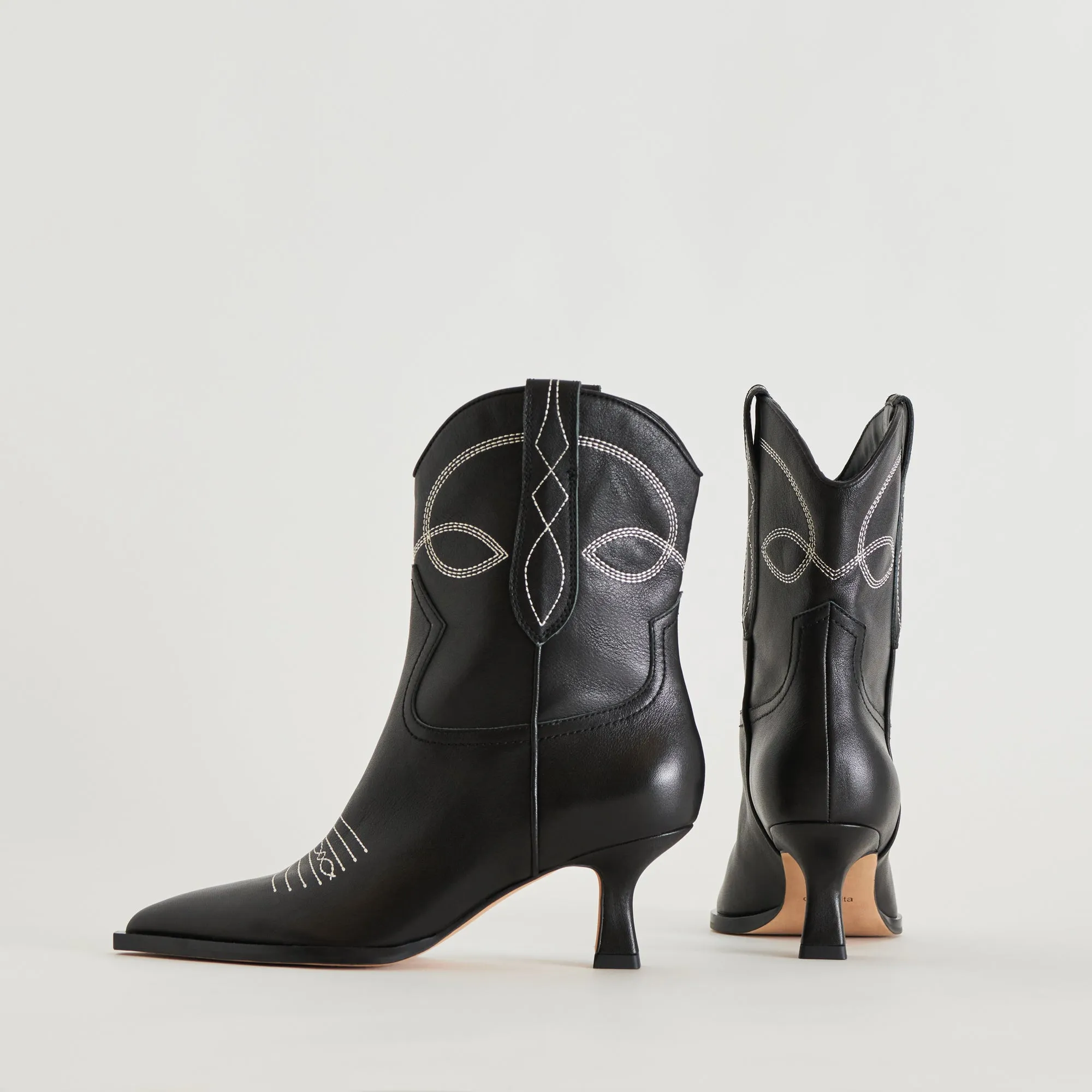 ANGEL BOOTIES BLACK WHITE LEATHER Dolce Vita