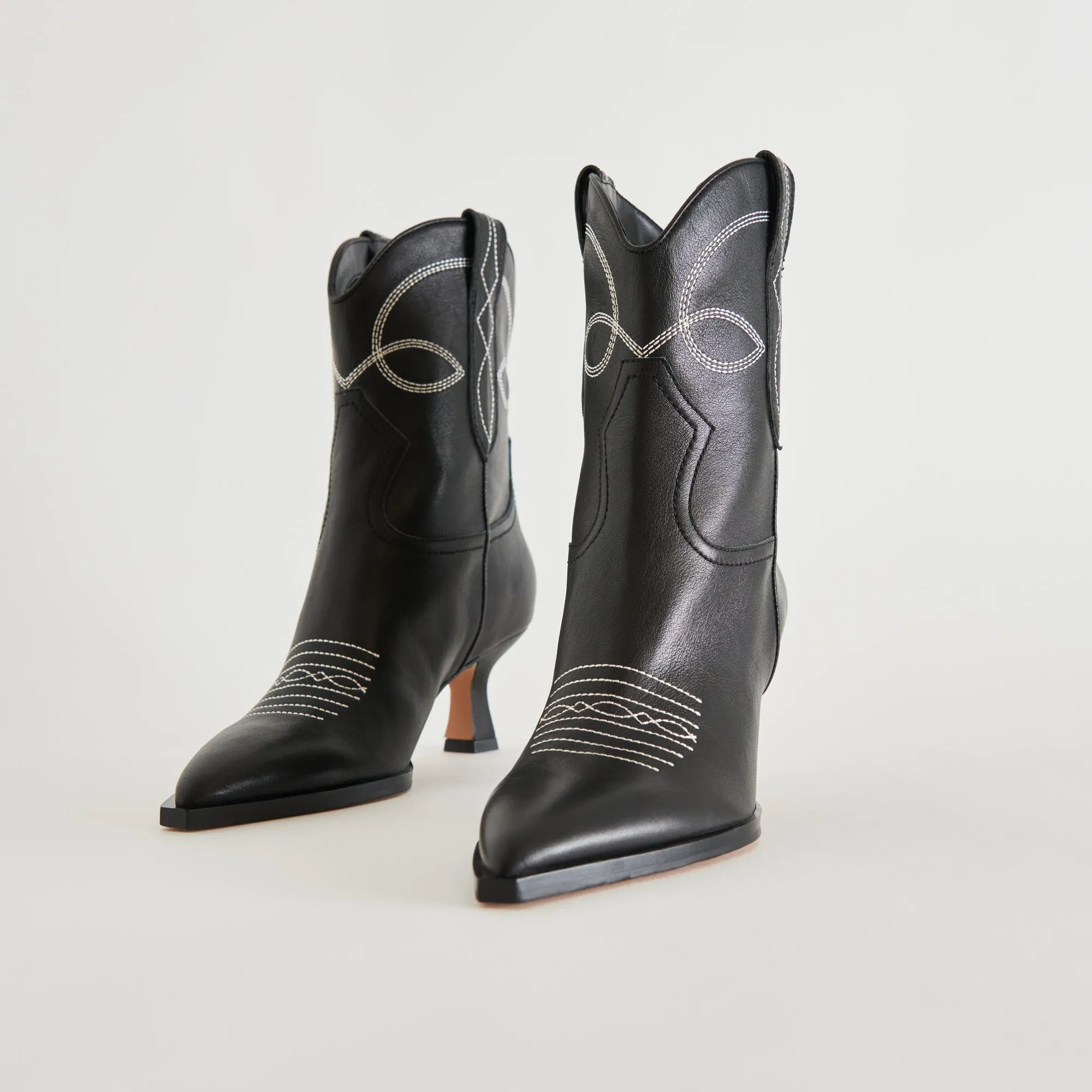 ANGEL BOOTIES BLACK WHITE LEATHER Dolce Vita
