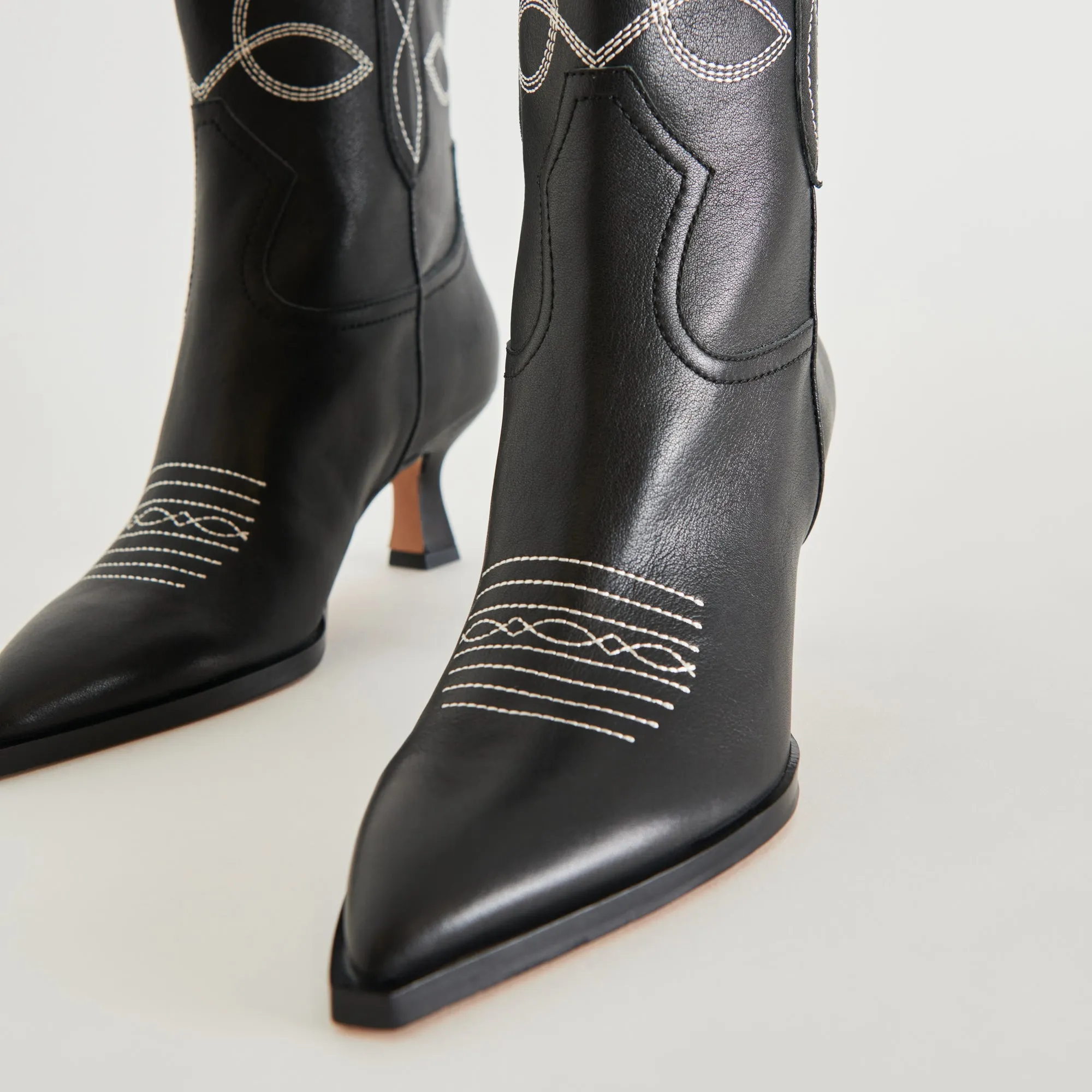 ANGEL BOOTIES BLACK WHITE LEATHER Dolce Vita