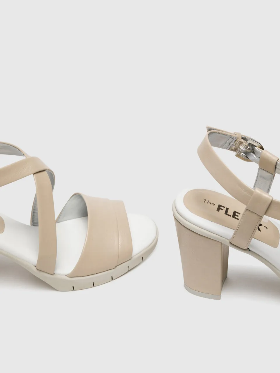 Beige Crossover Sandals