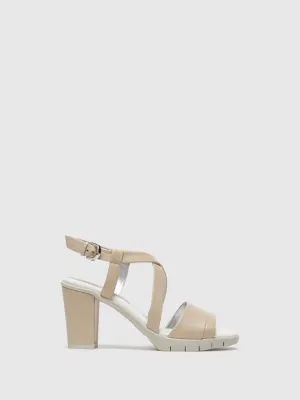 Beige Crossover Sandals