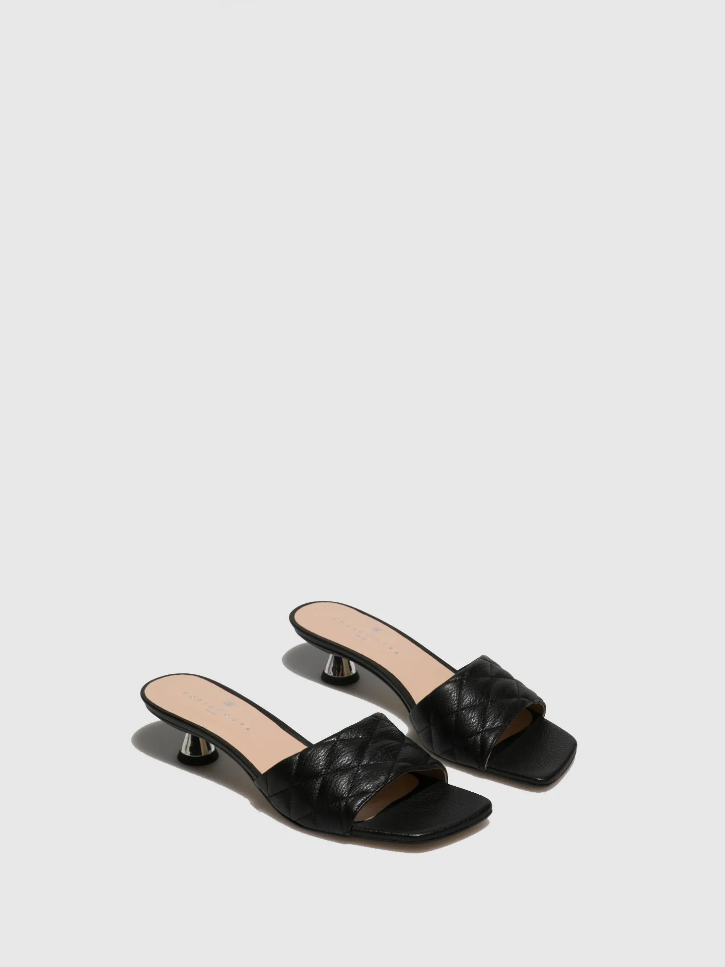 Black Kitten Heel Mules