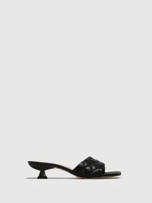 Black Kitten Heel Mules