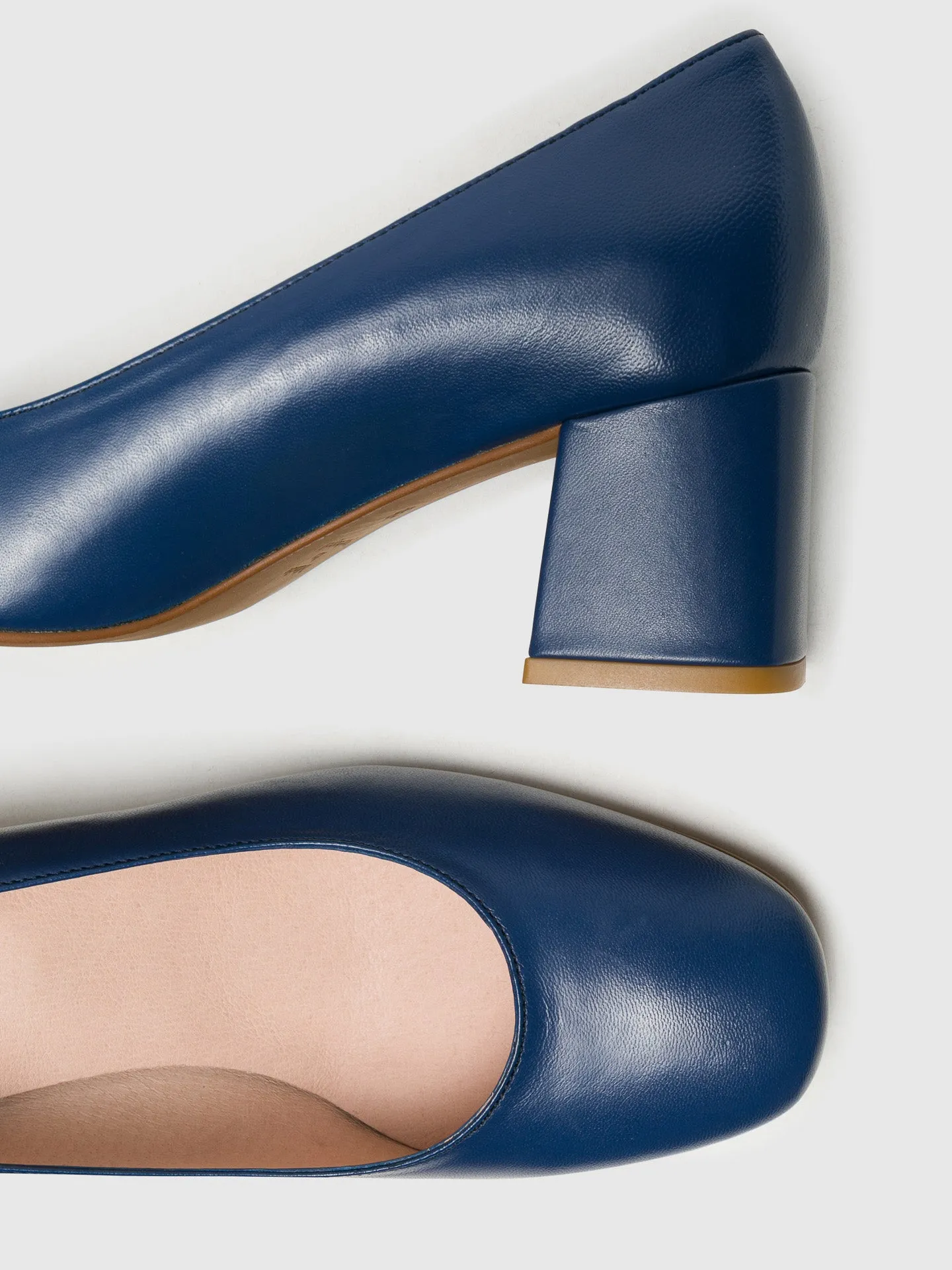Blue Square Toe Pumps Shoes