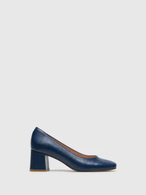 Blue Square Toe Pumps Shoes