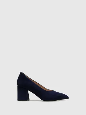 Blue Square Toe Pumps Shoes
