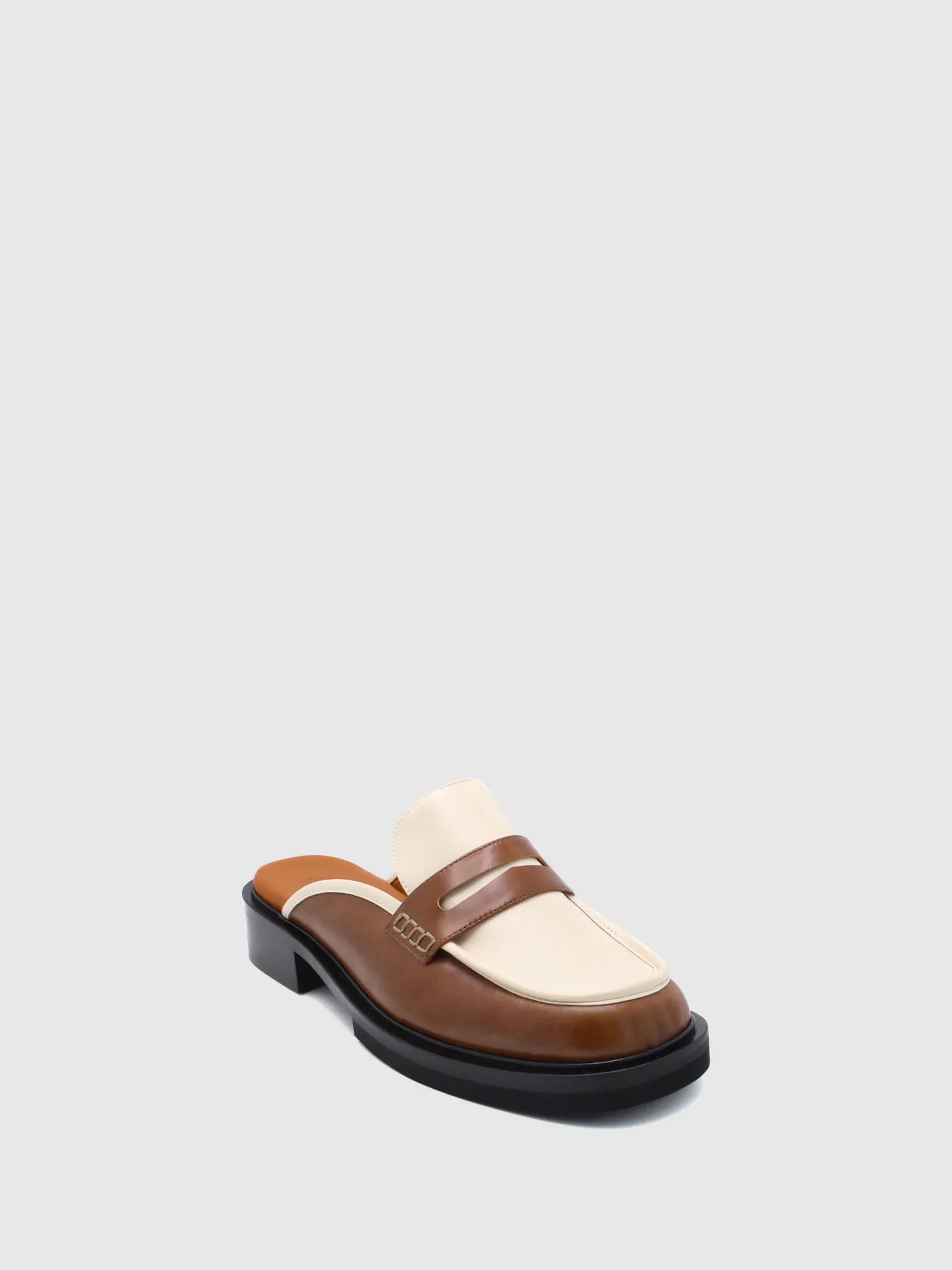 Camel/Off White Slip-on Mules