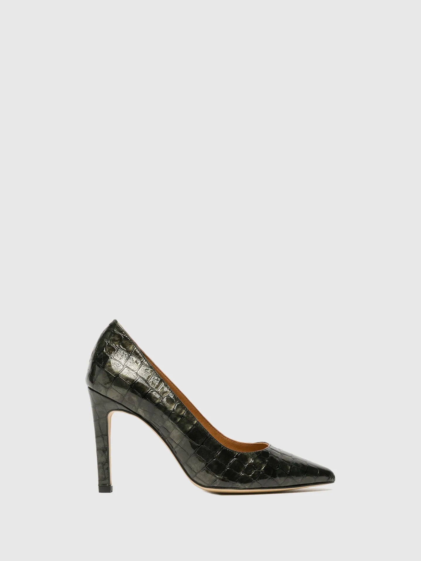 DARK GREEN POINTED HIGH-HEELED SHOES