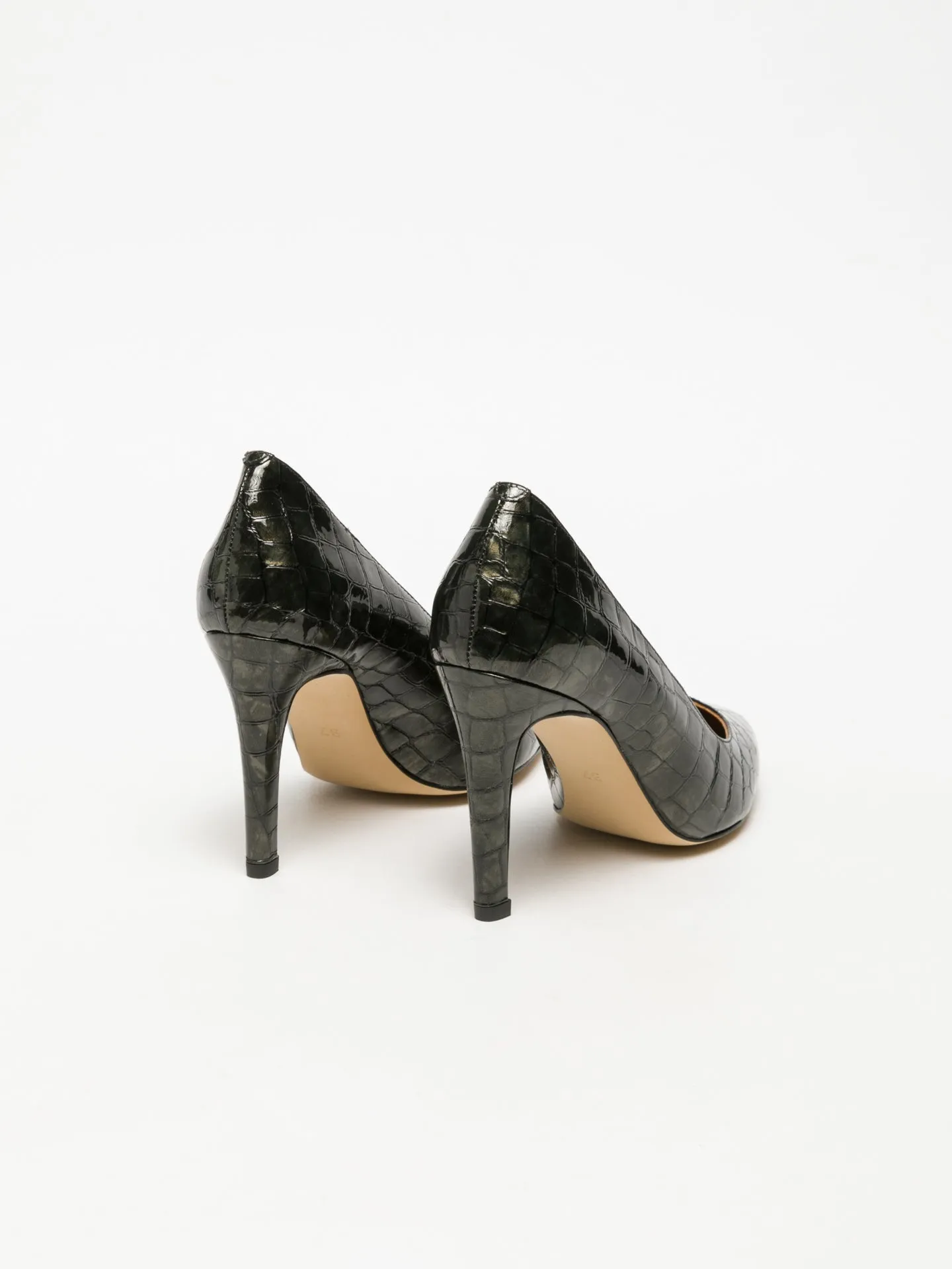 DARK GREEN POINTED HIGH-HEELED SHOES