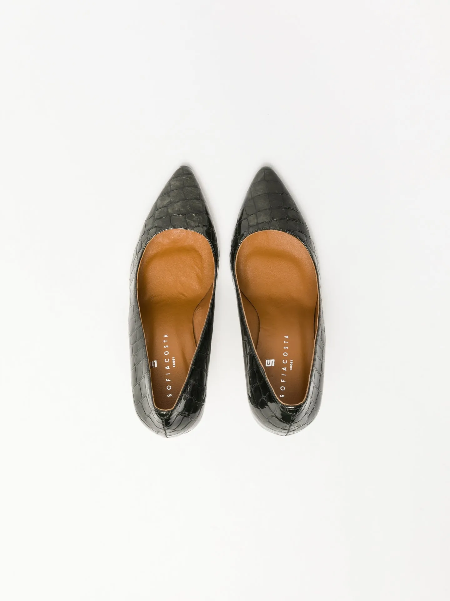 DARK GREEN POINTED HIGH-HEELED SHOES