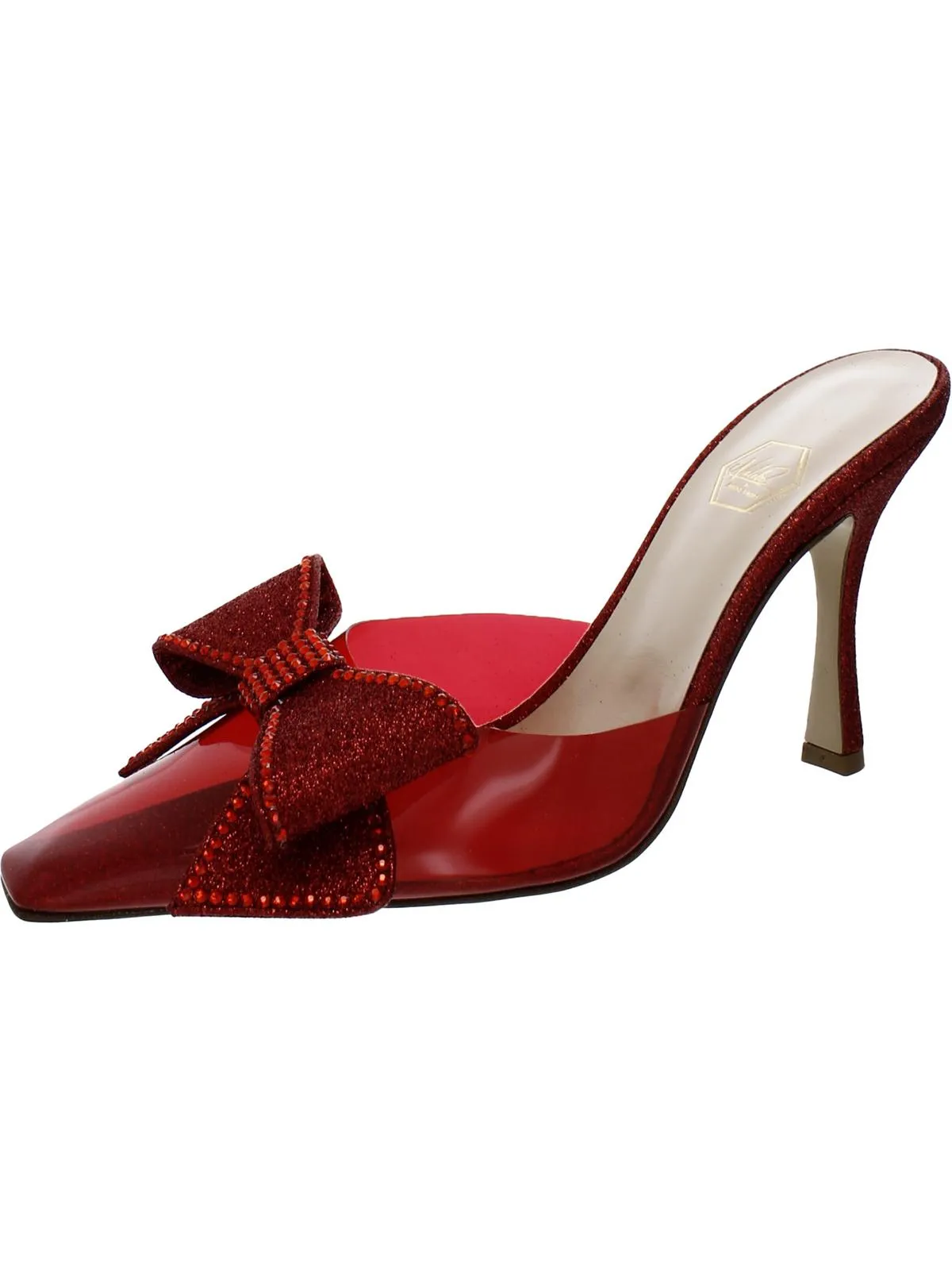 Dimante Womens Satin Square Toe Mules