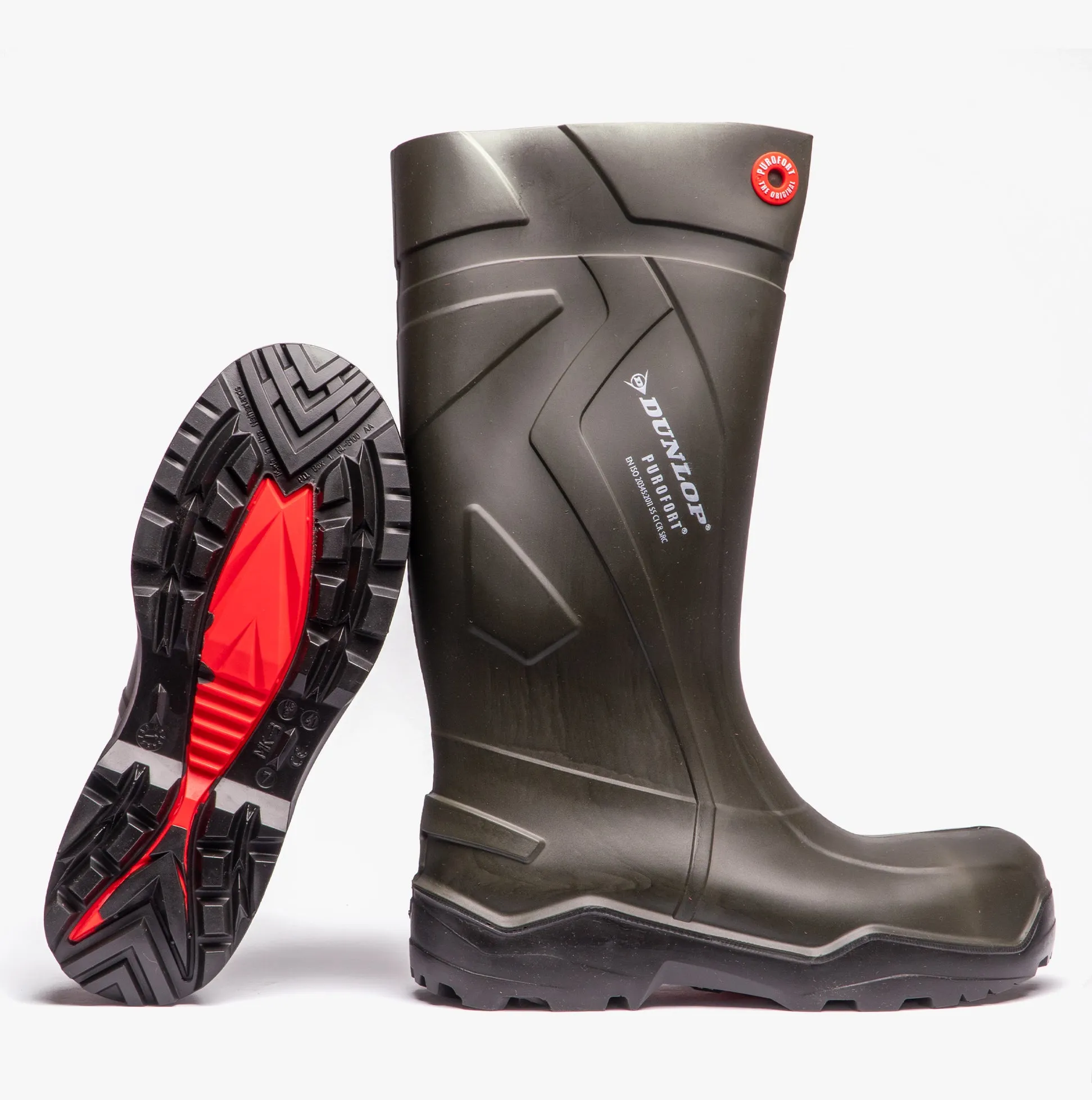 Dunlop PUROFORT  Unisex S5 Full Safety Wellington Boots Green