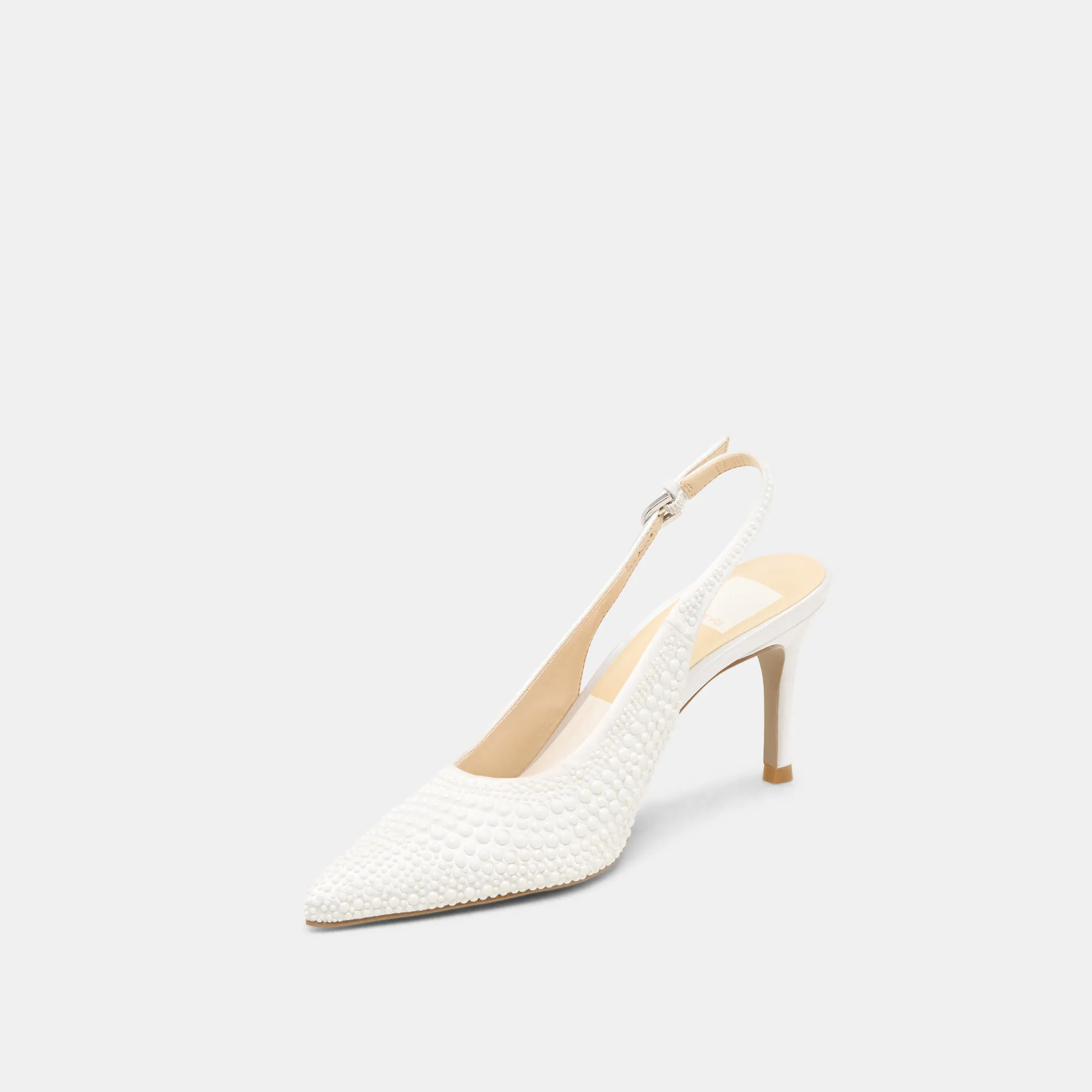 ELASI PEARL HEELS TRUE WHITE SATIN Dolce Vita