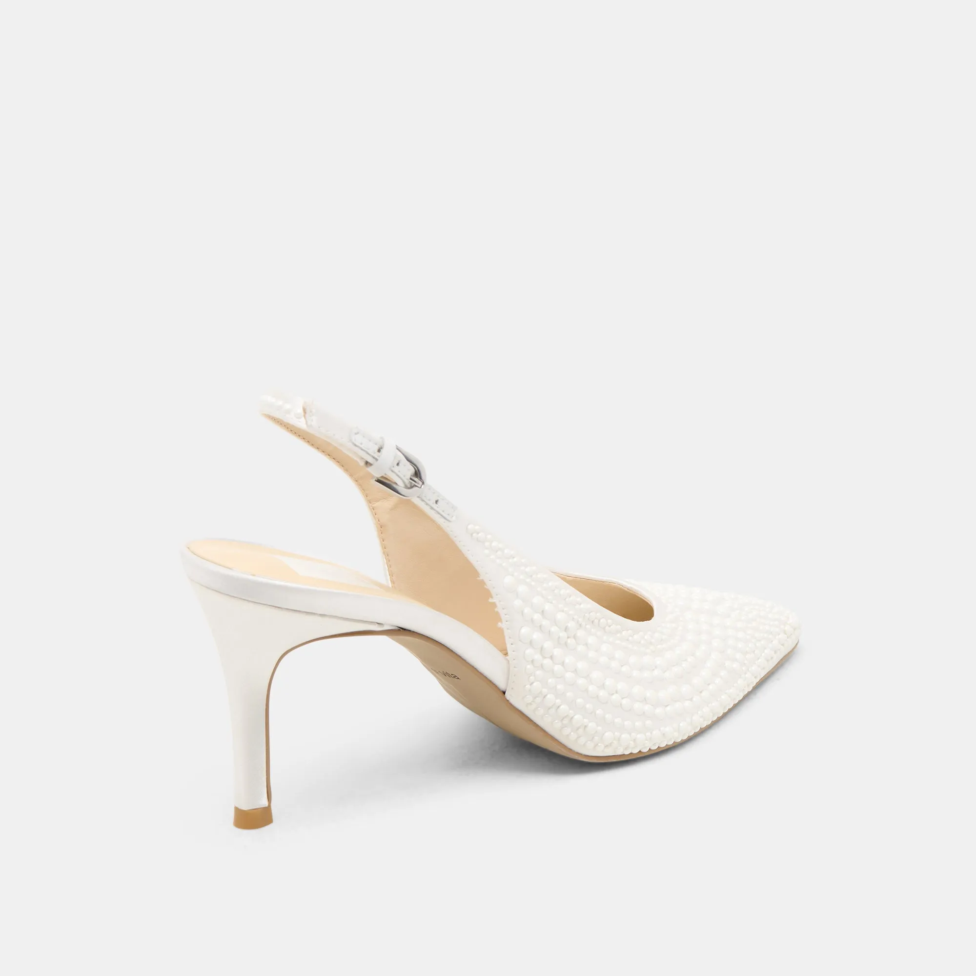 ELASI PEARL HEELS TRUE WHITE SATIN Dolce Vita