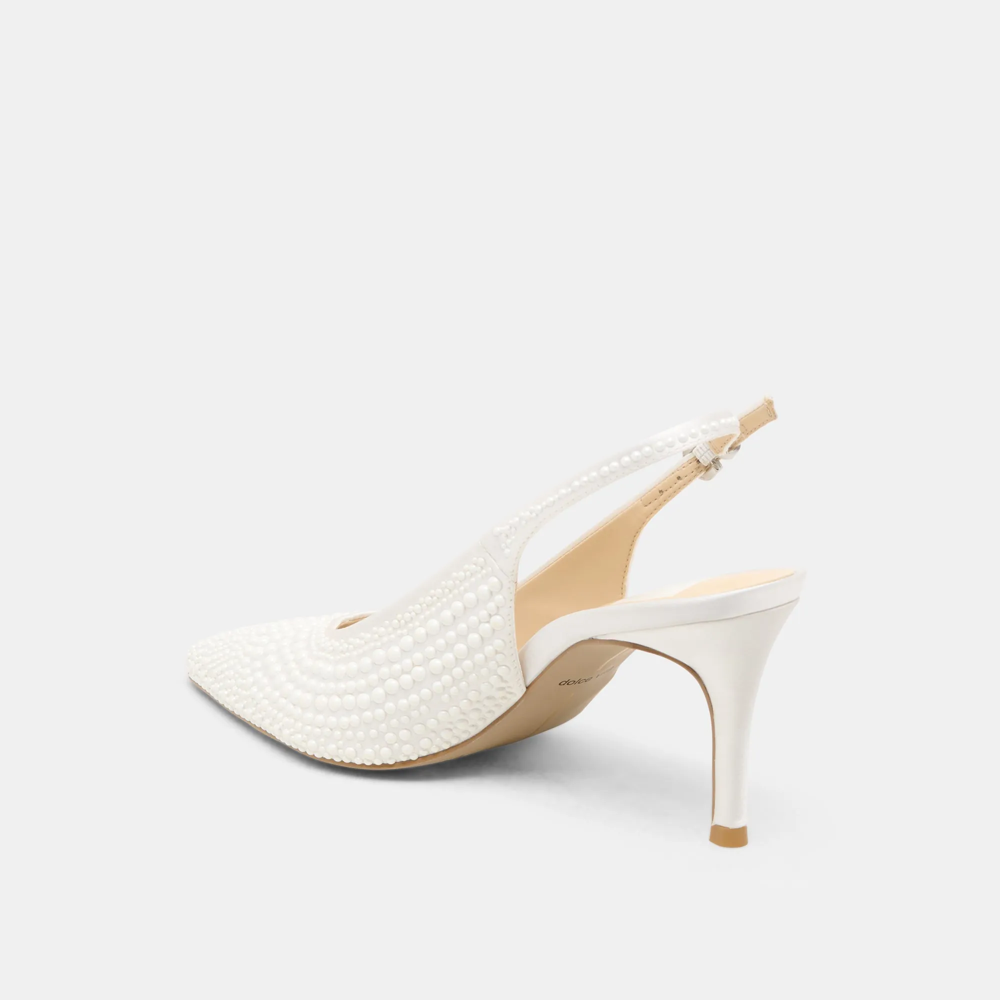 ELASI PEARL HEELS TRUE WHITE SATIN Dolce Vita
