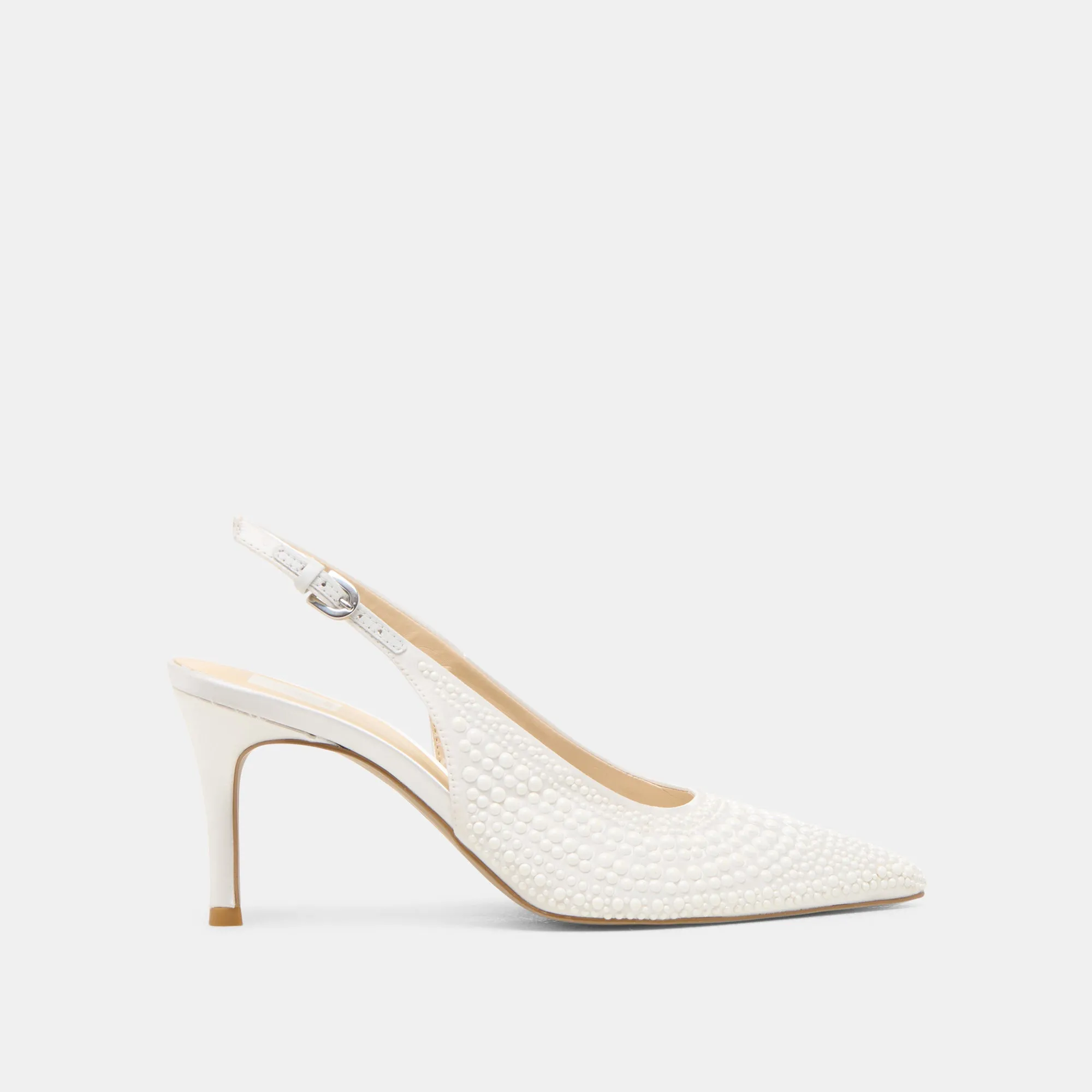 ELASI PEARL HEELS TRUE WHITE SATIN Dolce Vita