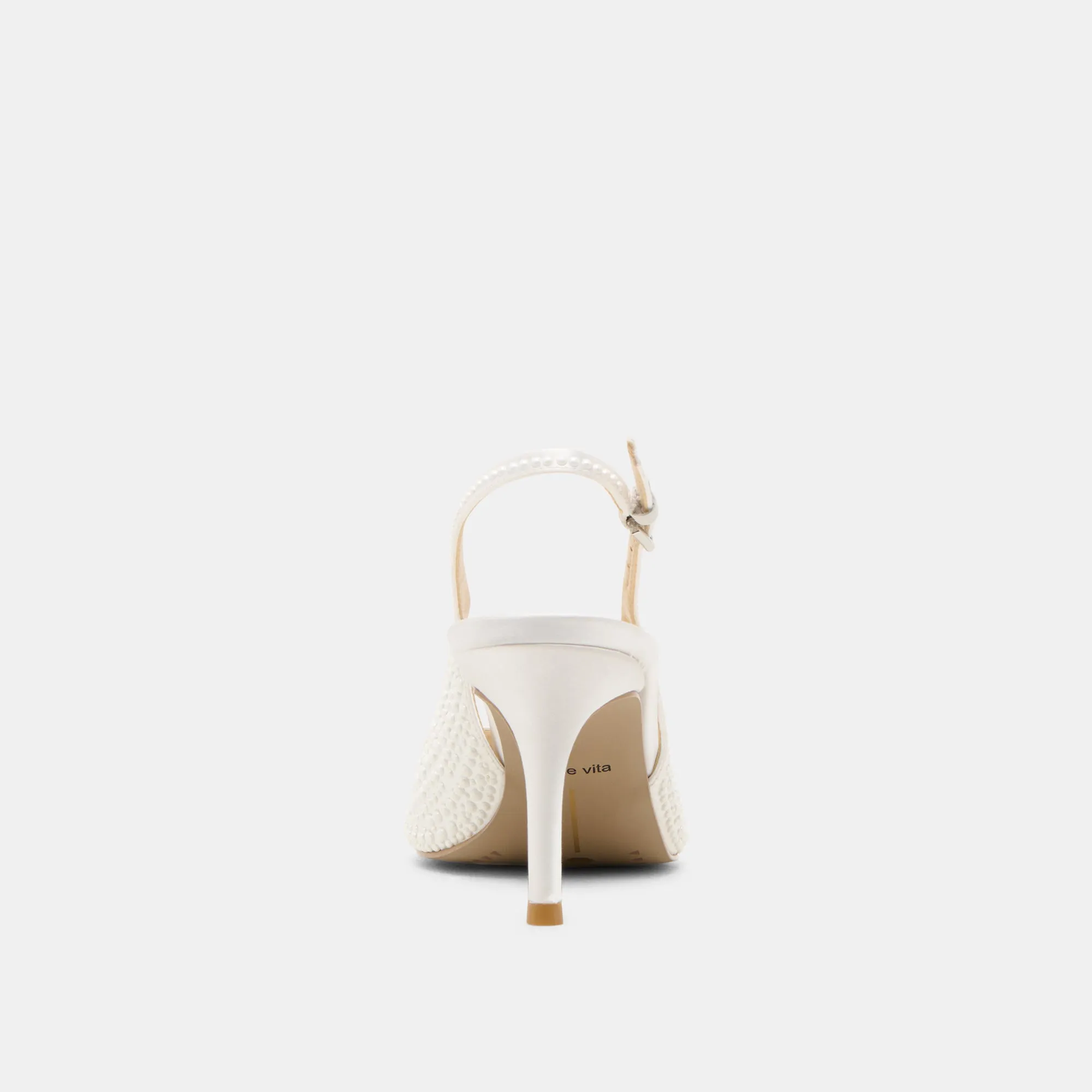 ELASI PEARL HEELS TRUE WHITE SATIN Dolce Vita