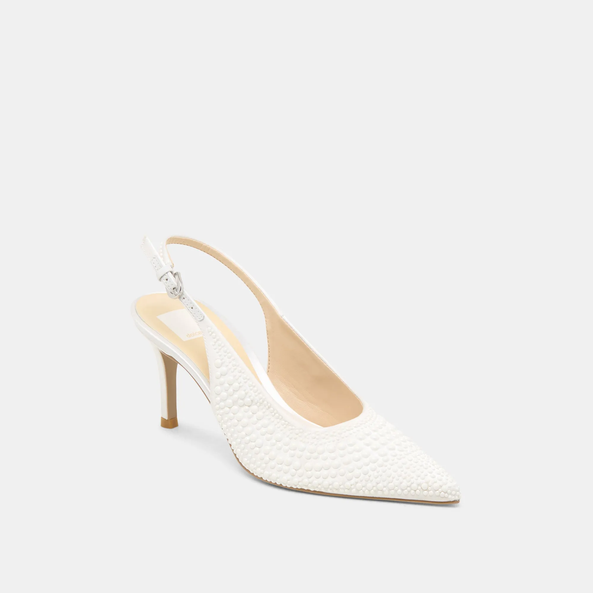 ELASI PEARL HEELS TRUE WHITE SATIN Dolce Vita