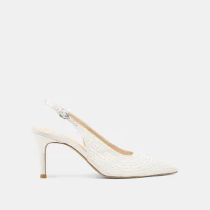 ELASI PEARL HEELS TRUE WHITE SATIN Dolce Vita