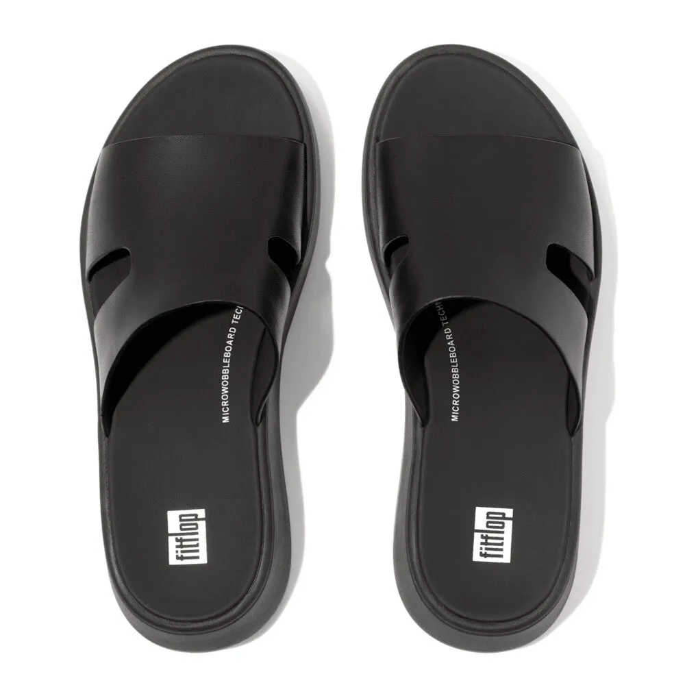 Fitflop F-Mode Raw Edge Flatform H-Bar Slides Black