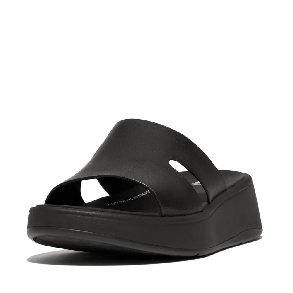 Fitflop F-Mode Raw Edge Flatform H-Bar Slides Black
