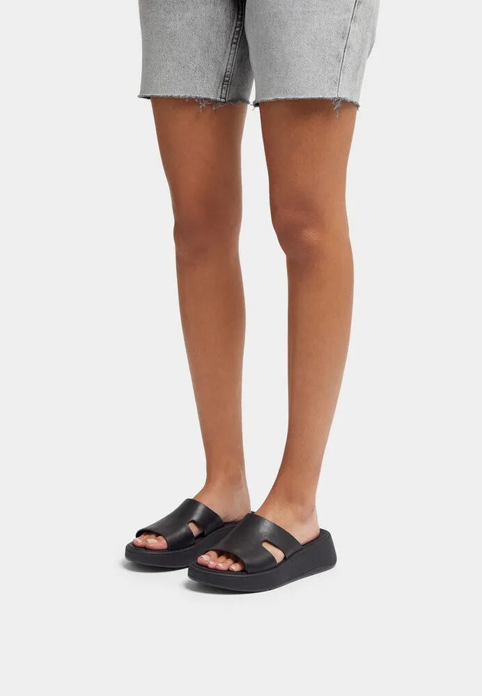 Fitflop F-Mode Raw Edge Flatform H-Bar Slides Black