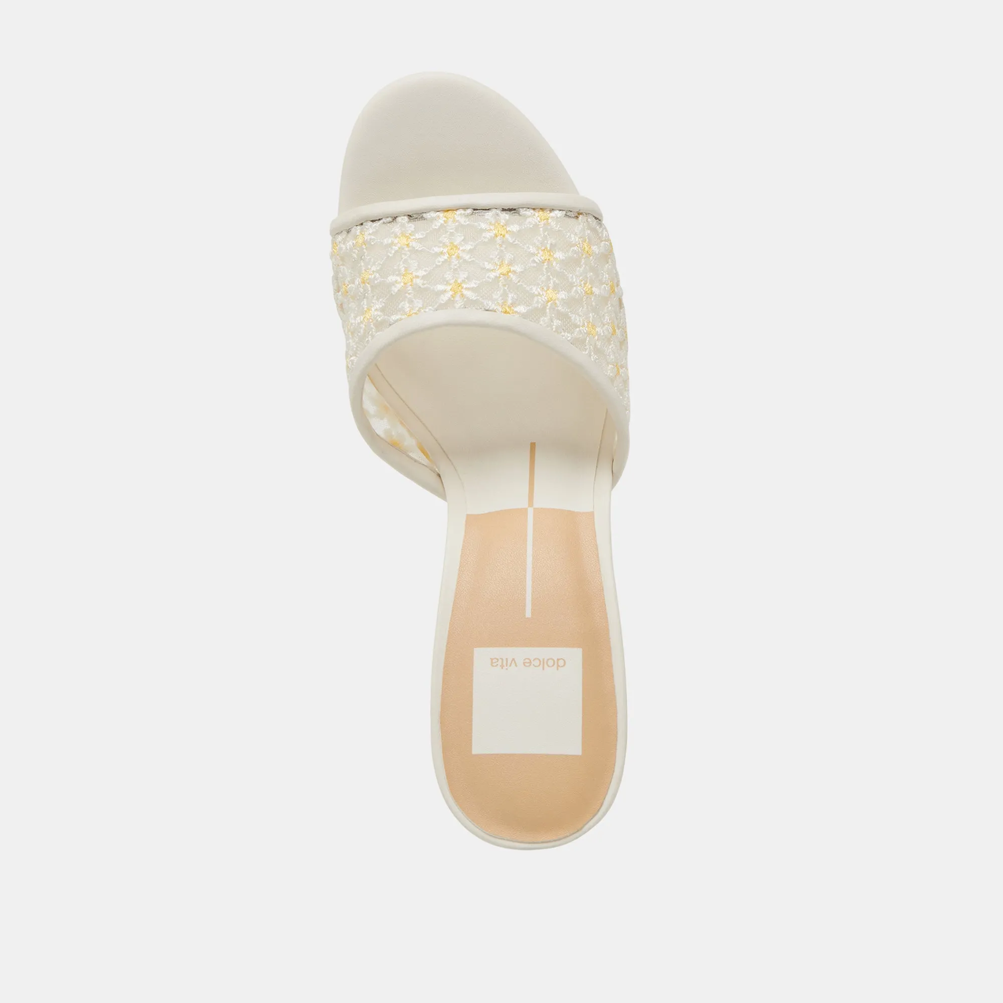 LAVENA FLORAL HEELS WHITE YELLOW FLORAL MESH Dolce Vita