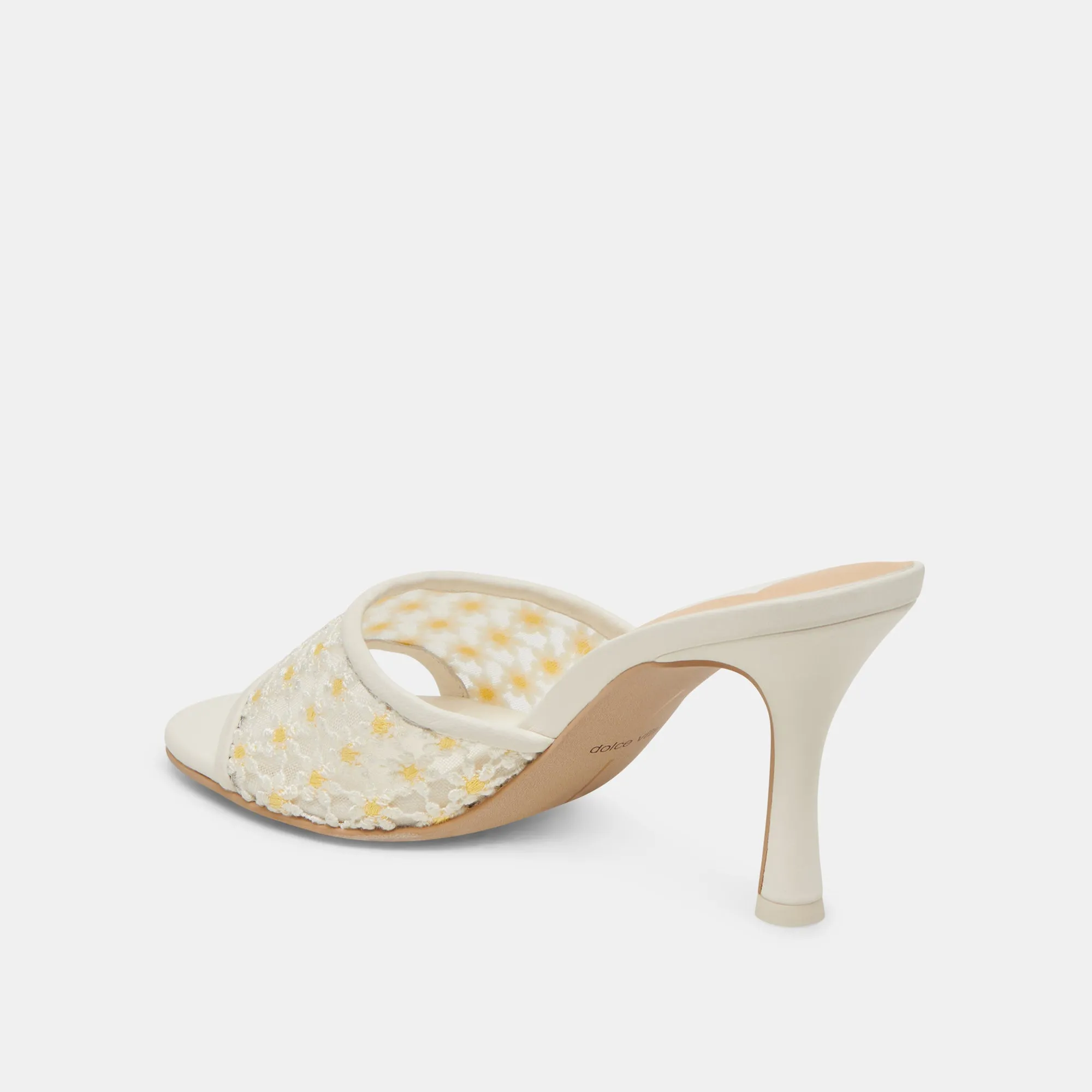 LAVENA FLORAL HEELS WHITE YELLOW FLORAL MESH Dolce Vita