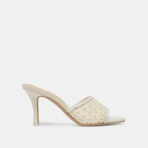 LAVENA FLORAL HEELS WHITE YELLOW FLORAL MESH Dolce Vita