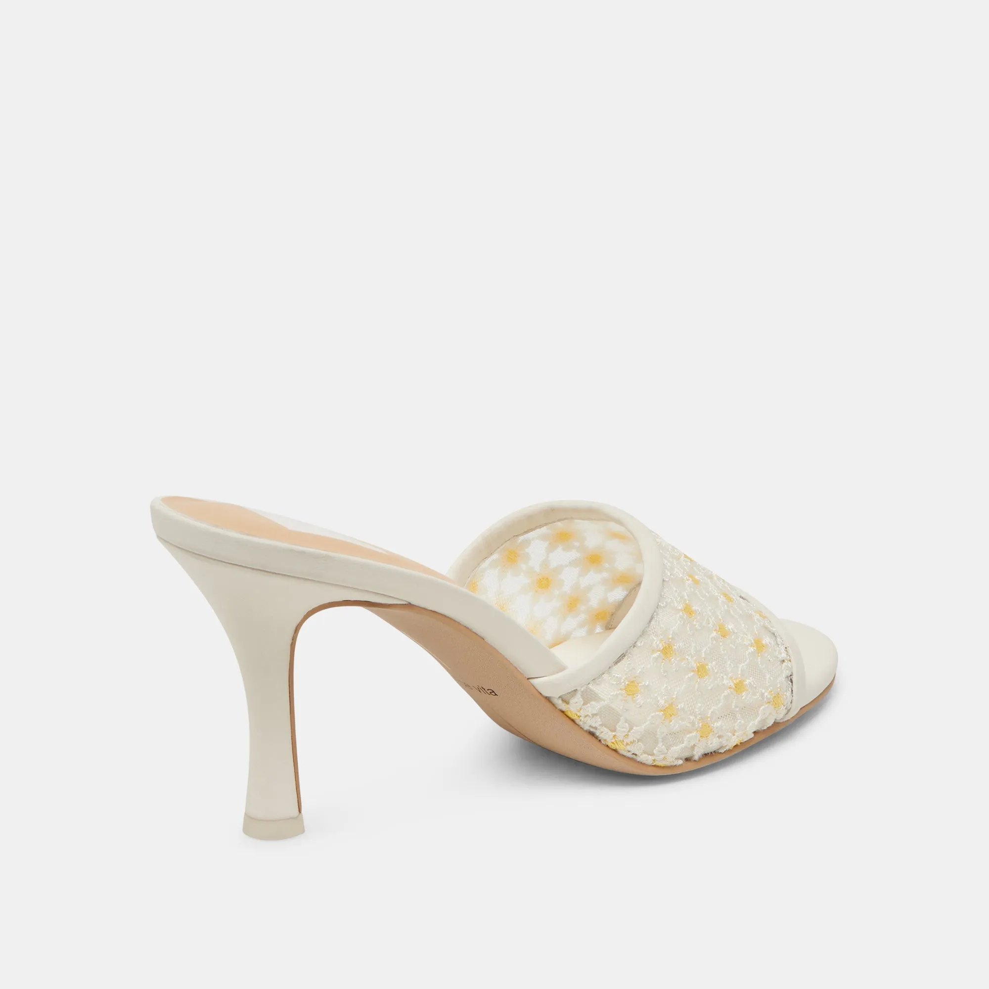 LAVENA FLORAL HEELS WHITE YELLOW FLORAL MESH Dolce Vita