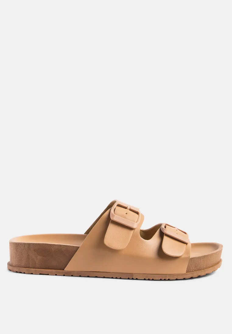 minata platform buckled slide sandals