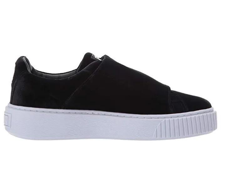 PUMA Women's Basket Strap Velvet Rope Platform Sneaker, Black