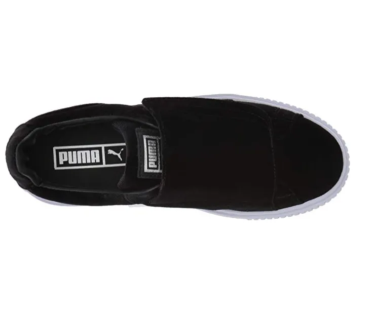 PUMA Women's Basket Strap Velvet Rope Platform Sneaker, Black