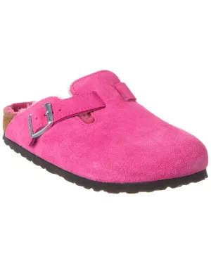 Reformation Birkenstock Boston VL Narrow Suede & Shearling Clog