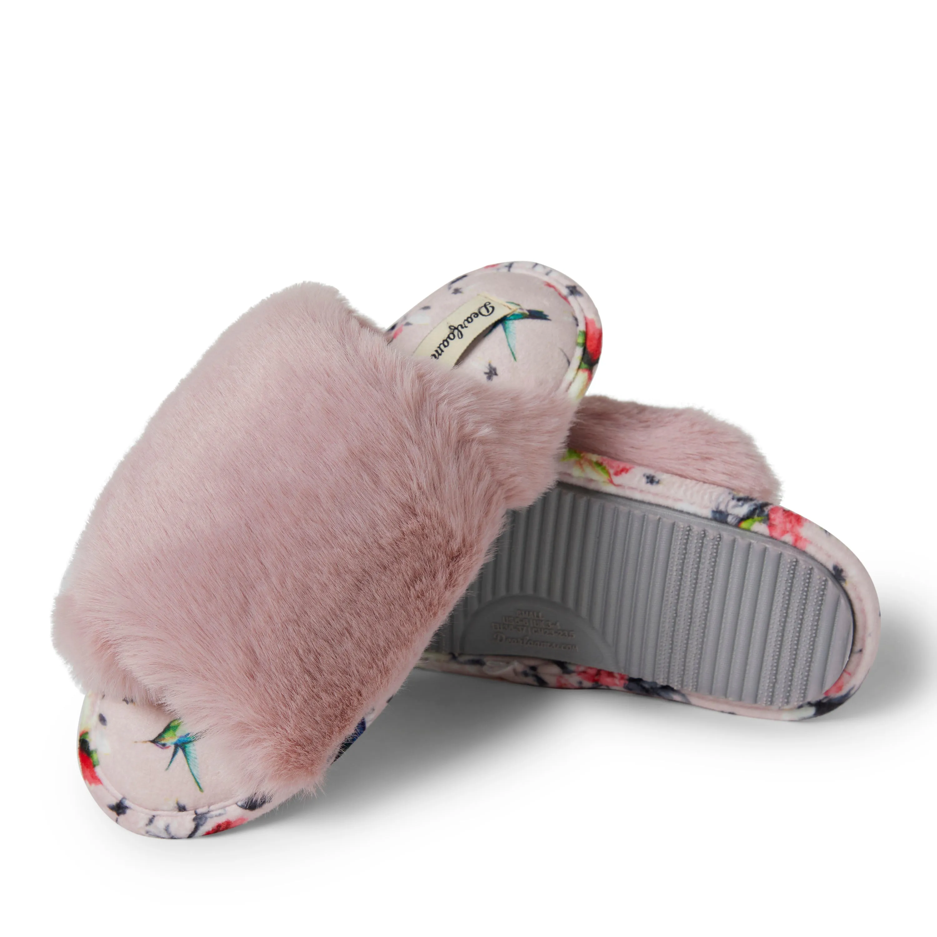 Reformation Dearfoams Womens Louise Furry Cross Band Slide with Eyemask