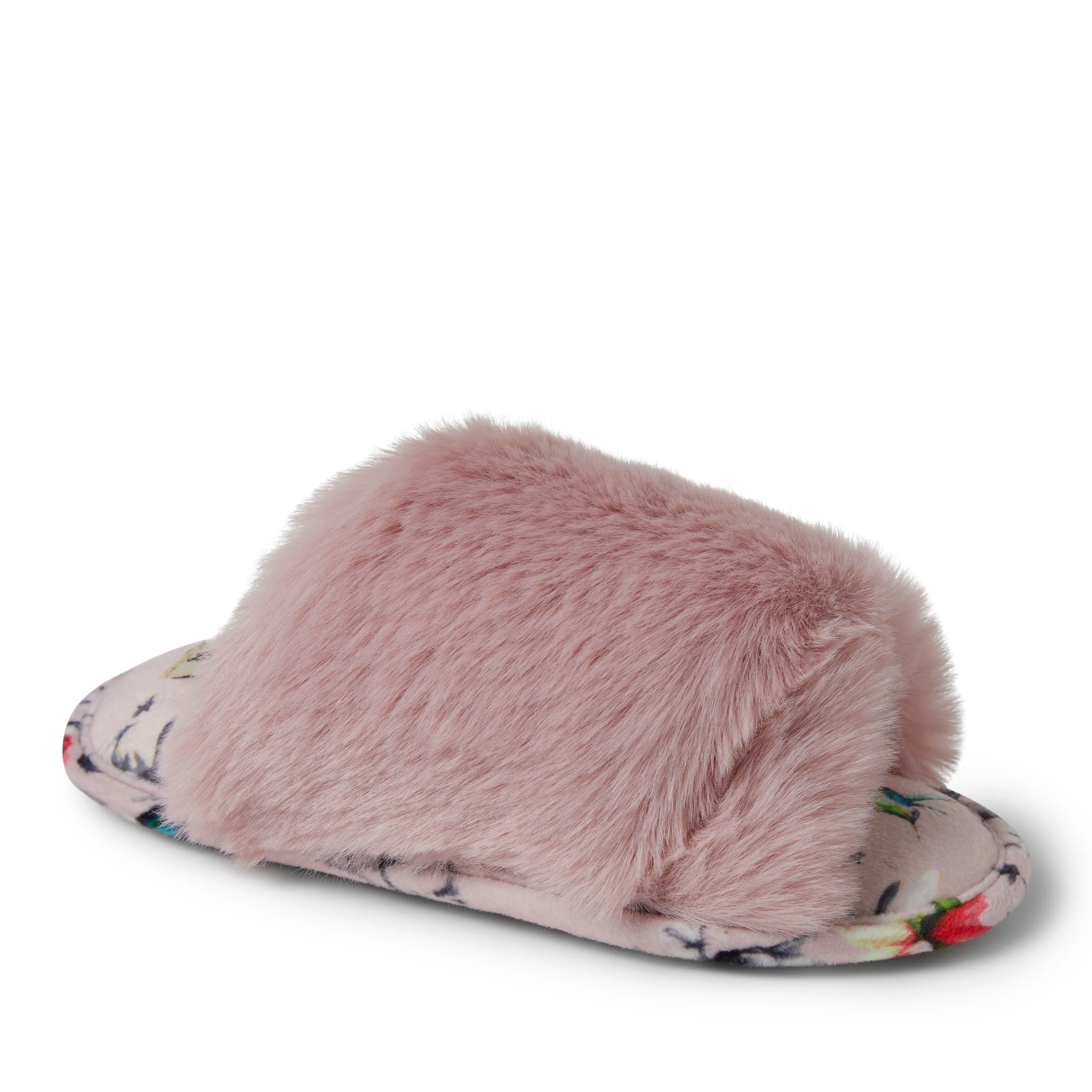 Reformation Dearfoams Womens Louise Furry Cross Band Slide with Eyemask