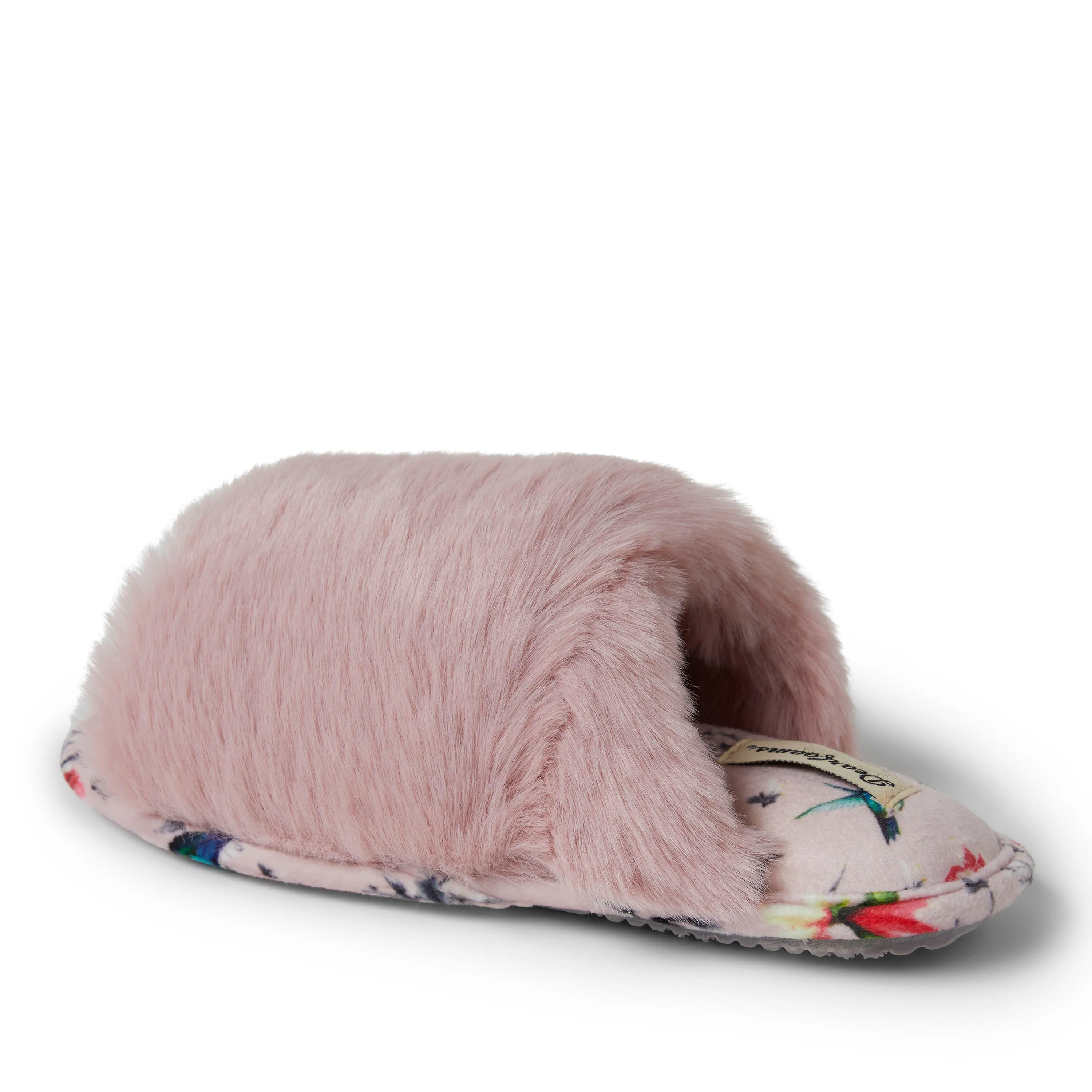 Reformation Dearfoams Womens Louise Furry Cross Band Slide with Eyemask