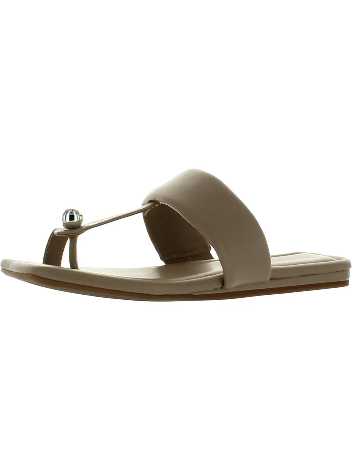 Reformation Estelle Womens Faux Leather Toe Loop Slide Sandals