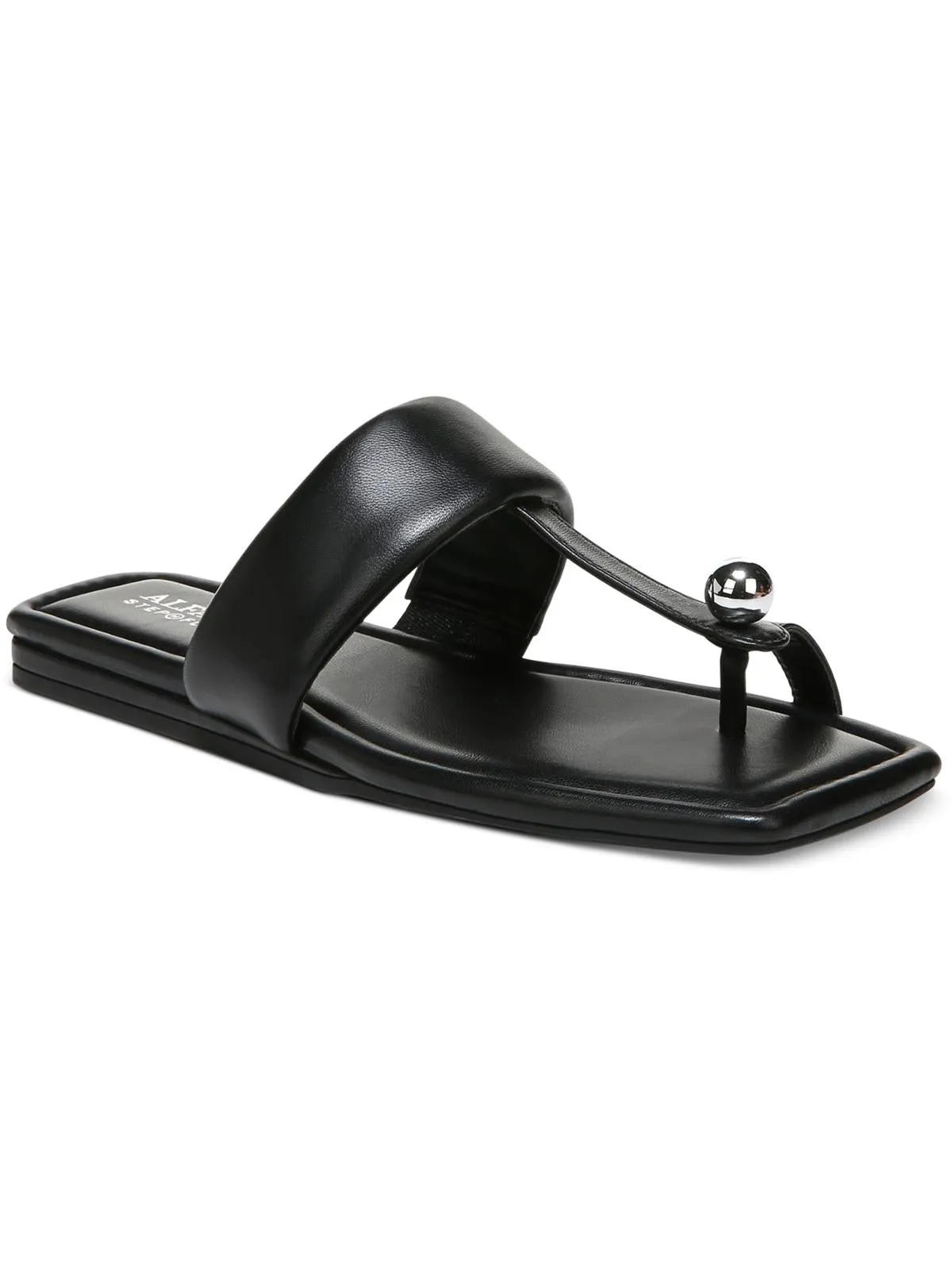 Reformation Estelle Womens Faux Leather Toe Loop Slide Sandals