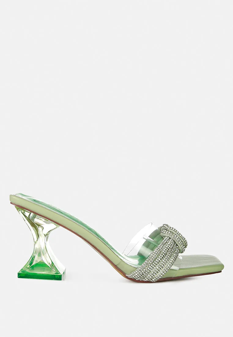 Reformation hiorda knotted rhinestone embellished spool heel sandals