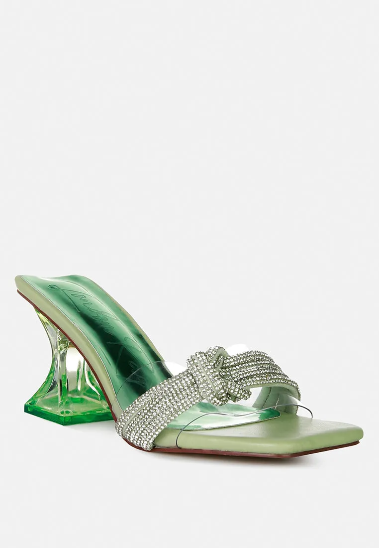 Reformation hiorda knotted rhinestone embellished spool heel sandals