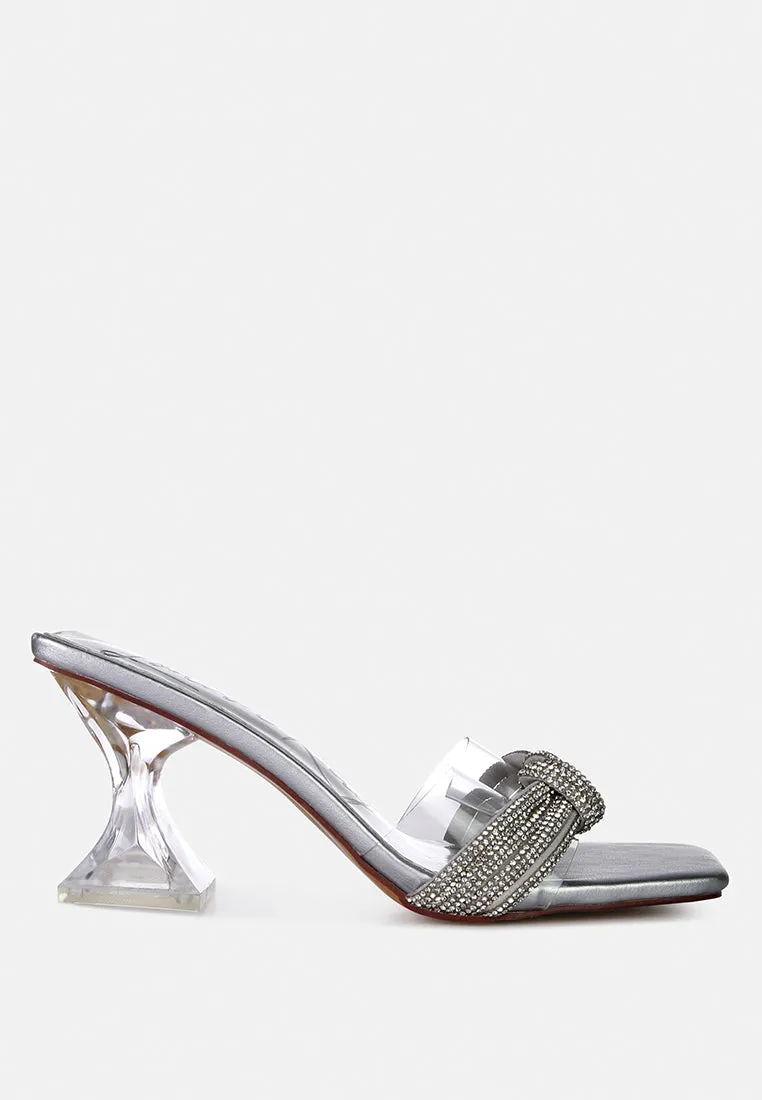 Reformation hiorda knotted rhinestone embellished spool heel sandals