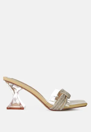 Reformation hiorda knotted rhinestone embellished spool heel sandals