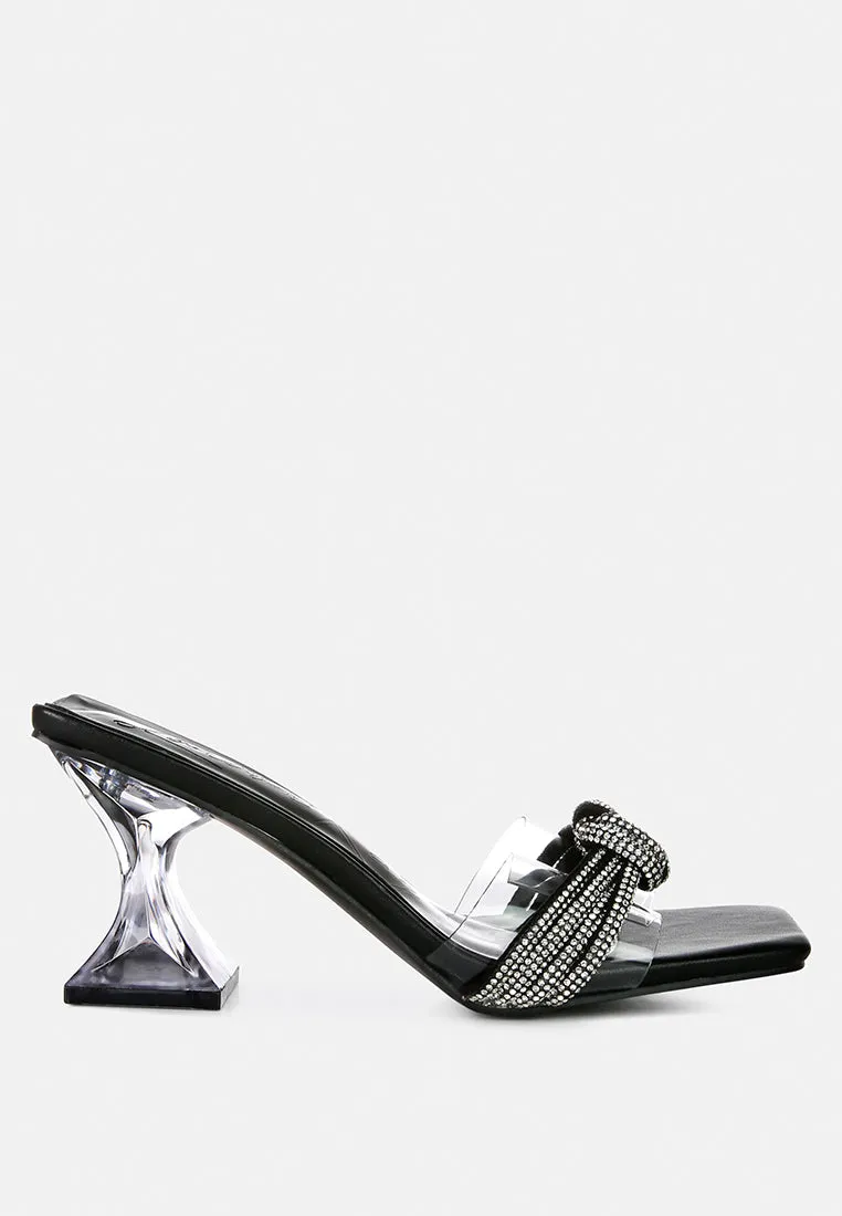 Reformation hiorda knotted rhinestone embellished spool heel sandals