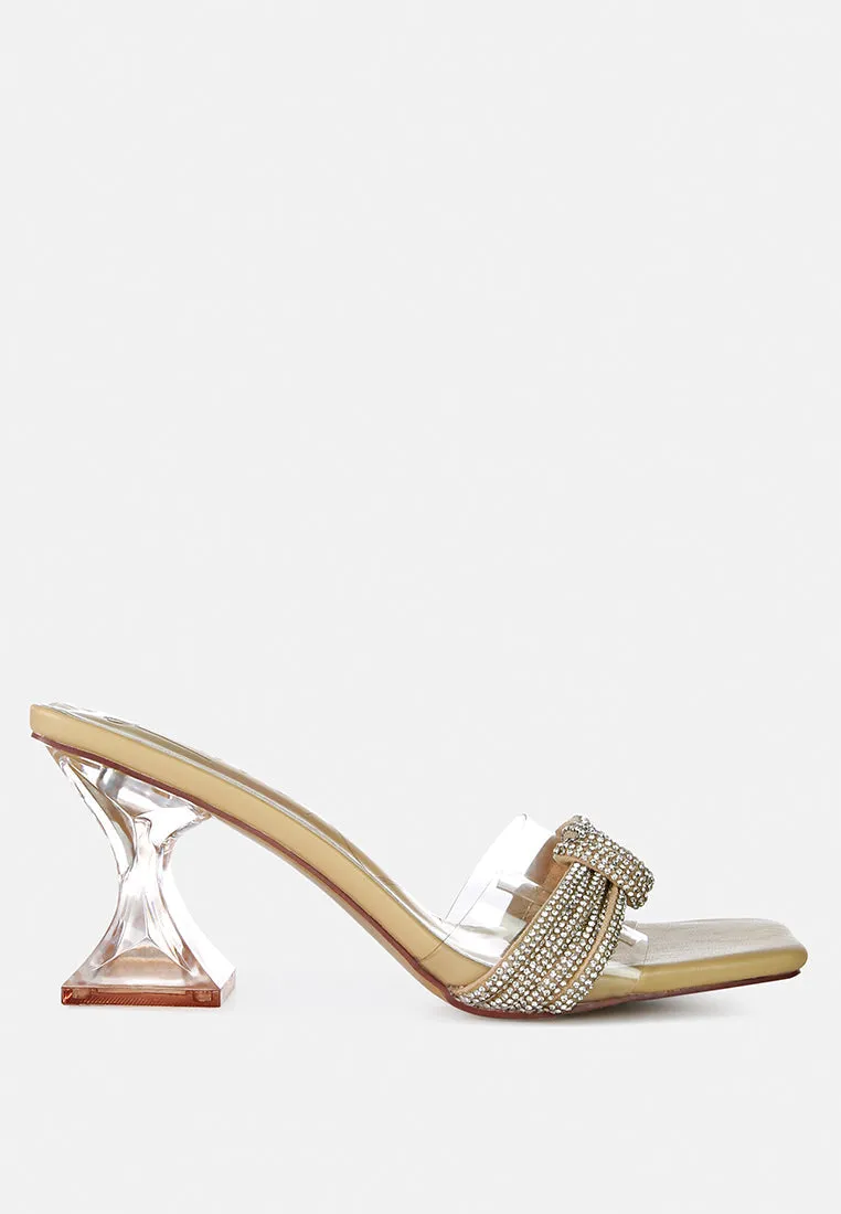 Reformation hiorda knotted rhinestone embellished spool heel sandals