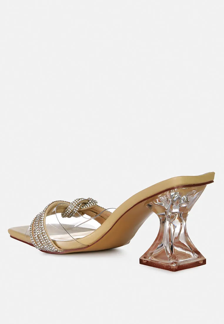 Reformation hiorda knotted rhinestone embellished spool heel sandals