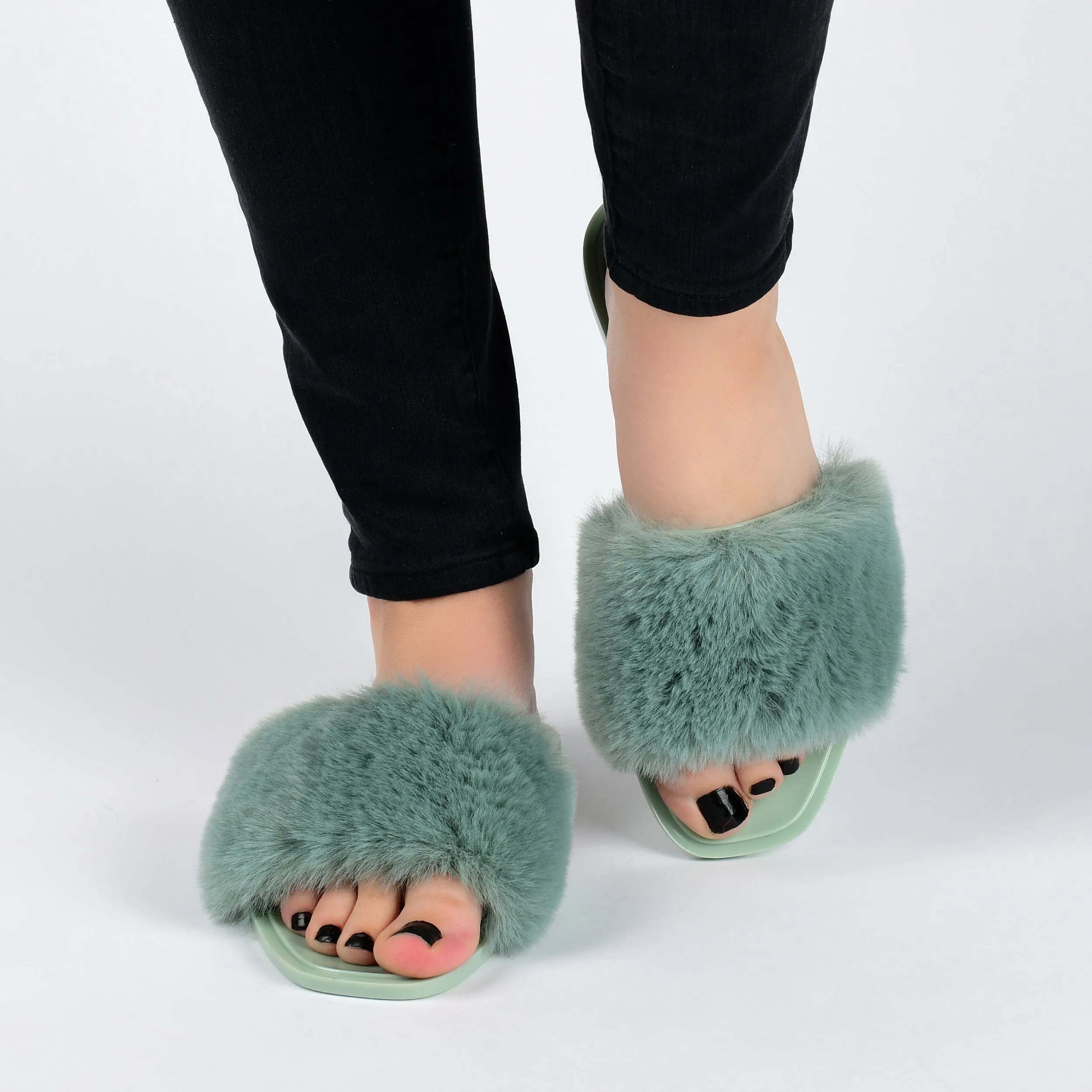 Reformation Journee Collection Women's Faux Fur Dusk Slide