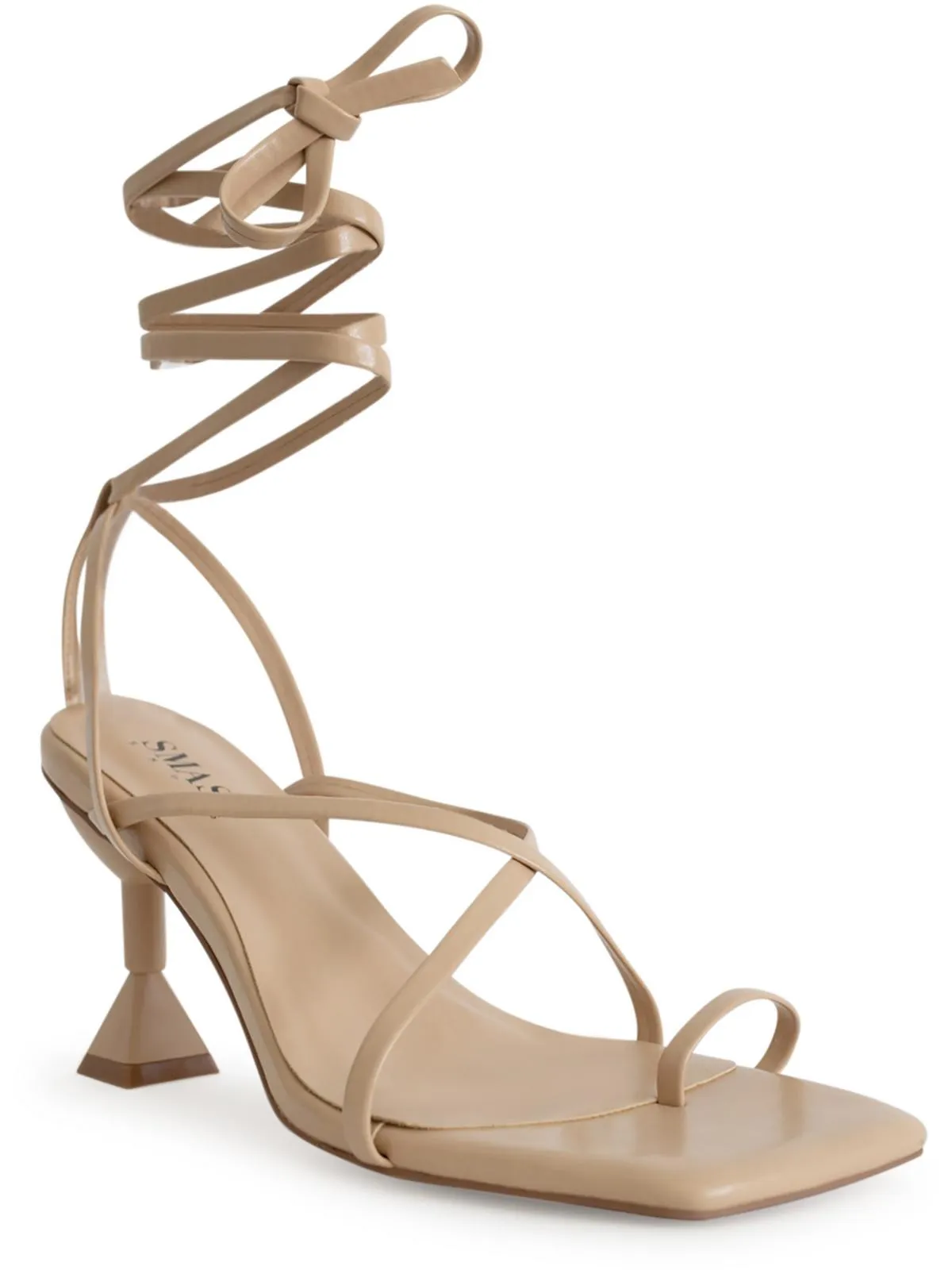 Reformation Mona Womens Faux Leather Ankle Strap Heels